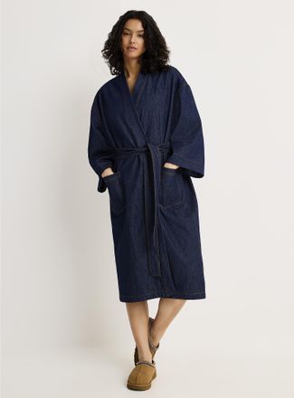 Miiyu Womens Polar-fleece lined denim robe