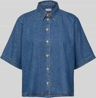 Jake*s Relaxed Fit Jeansbluse mit Knopfleiste in Eisblau, Größe 32