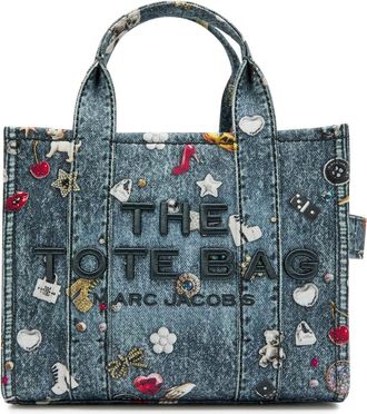 Marc Jacobs The Tote Small Printed Denim Tote - Light Blue - One Size