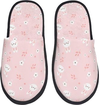 Generic Cute Bunny Women Men House Shoes Slip On Slippers Warm Shoes For Indoor Outdoor Winter M