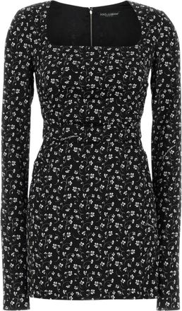 Dolce & Gabbana Abito corto in seta stretch stampata - - Dresses - Donna - Nero - M