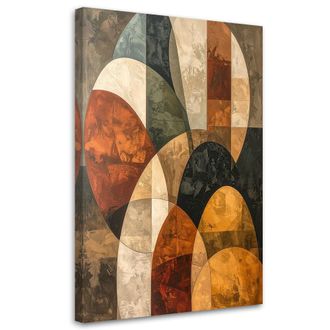 Feeby Cuadro En Lienzo, Abstracci&oacute;n Geom&eacute;trica En Colores Beige Y Marr&oacute;n, 80x120