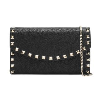 Valentino Garavani Wallets & Cardholders, female, Black, Size: ONE SIZE Rockstud Wallet on Chain