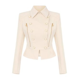 Elisabetta Franchi Dames, Jassen, Beige, Maat: L Poliester