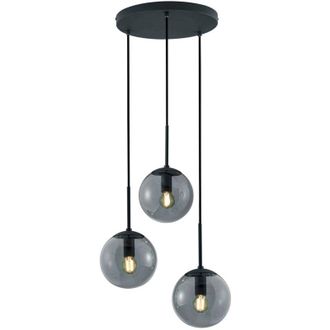 Trio Leuchten Balini sospensione sfere vetro fume e metallo antracite calata 3 luci tondo d. 40CM attacco E14