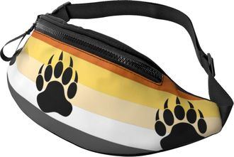 Generic Bear Pride Flag Stripe Belt Bag Bum Bags Adjustable Bumbags For Travel Camping Hiking 14X35Cm