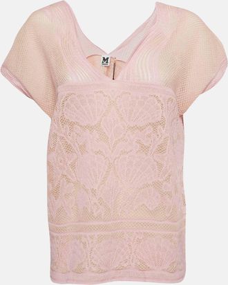 M Missoni Pink Patterned Lurex Knit Top