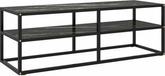 vidaXL Vidaxl - Mueble para tv negro con vidrio de mármol negro 120x40x40 cm