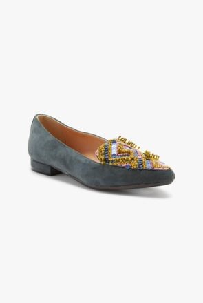 Maliparmi Beaded Ballerina In Grey/lime