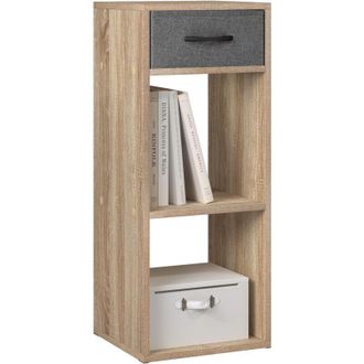 Woltu Librer&iacute;a De Dise&ntilde;o Moderno De 3 Niveles Con Caj&oacute;n, Roble Claro - Woltu