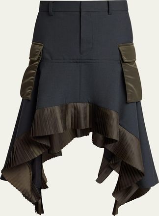sacai Mixed-Media Handkerchief Midi Cargo Skirt