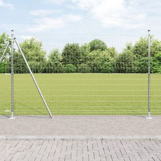 Berkfield Home Euro Fence with 7 Flanged Posts 1.6x10 m Galvanised Steel in Silver