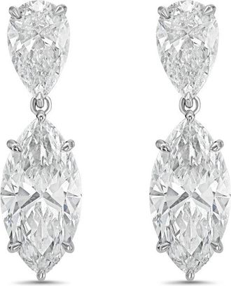 Diana M. Jewels 14KW WG 15.00 Ct TW of Lab grown pear and marquise shape diamond drop earrings