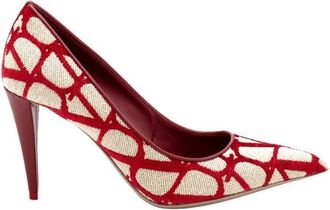 Valentino Garavani Decollete - Dames - Pumps - Rood - 38 1/2 EU - Katoen - Schoenen