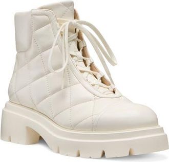 Stuart Weitzman Hudson Quilted Lug Sole Bootie in Cream at Nordstrom, Size 6.5