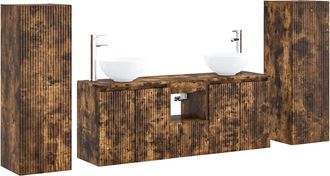 vidaXL Juego De Muebles De Ba&ntilde;o 5 Uds. Roble Ahumado Vidaxl