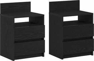 vidaXL Bedside Cabinets 2 pcs with 2 Drawers Black 40x33x60 cm Vidaxl