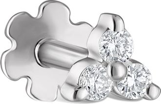 Maria Tash Diamond Trinity Threaded Stud Earring in White Gold at Nordstrom, Size 4.5 Mm