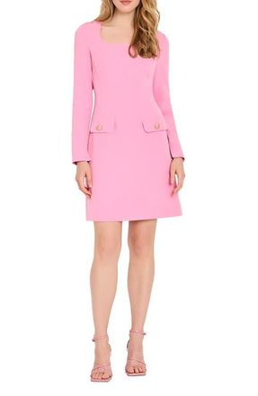 Tahari by ASL Long Sleeve Crepe Sheath Dress in Flamingo at Nordstrom, Size 10