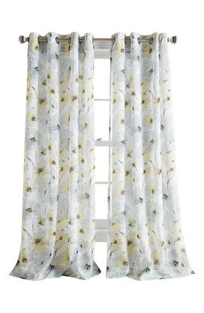 DKNY Modern Bloom Curtain Panel in Yellow at Nordstrom, Size 50X84