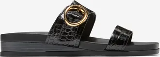 Cole Haan Womens Oaklynn Double Band Footbed Sandals - Black Size 10.5