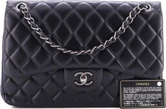 Chanel Classic Double Flap gewatteerde lamsleren schoudertas - Zwart