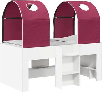 vidaXL Cama Con T&uacute;nel 4 Uds. Blanco Y Rojo Madera De Ingenier&iacute;a Vidaxl