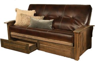 Kodiak Washington Frame-Rustic Walnut Finish-Oregon Trail Java Mattress-Storage Drawers