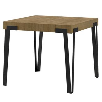 Itamoby Mesa extensible 90x90/246 cm efecto madera roble natural, hierro