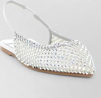 Le Silla crystal-embellished mesh slingback ballerina shoes