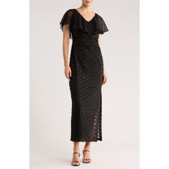 Connected Beaded Ruffle Neck Gown in Black at Nordstrom Rack, Size 16