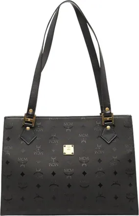 MCM Mcm Black Nylon Leather Shoulder Bag Tote Bag (Pre-Owned)