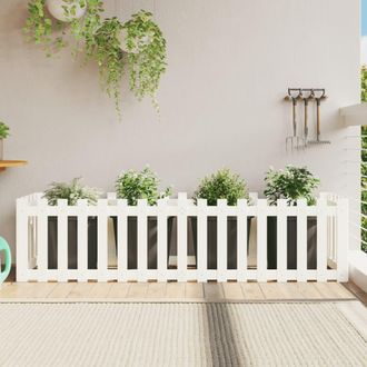 vidaXL Vidaxl - Arriate Elevado Jard&iacute;n Con Valla Madera Pino Blanco 200x50x50cm
