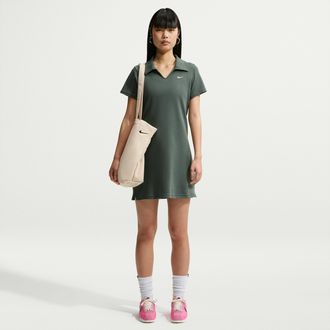 Nike Womens Nike Sportswear Chill Knit Slim Polo Dress in Green | IO2718-303