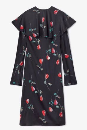 Ganni Black Printed Circle Collar Midi Dress - Size 10/12 Viscose