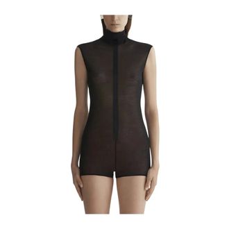 MUGLER Body, female, Black, Size: M Sleeveless Tuxedo Bodysuit