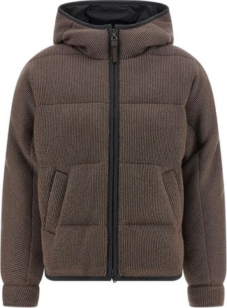 Brunello Cucinelli Lame Wool Down Jacket Puffer Jackets Marrone-Donna
