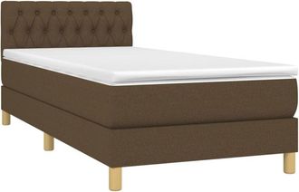 vidaXL Cama Box Spring Con Colch&oacute;n Led Tela Marr&oacute;n Oscuro 80x200 Cm Vidaxl
