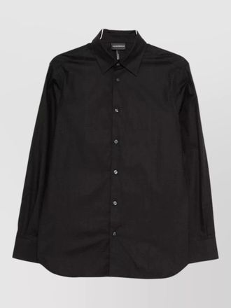 Emporio Armani cotton shirt featuring logo button collar