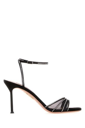 Aquazzura Black Mesh Ankle-strap Heels