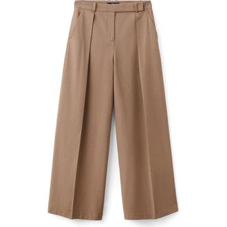 Mango Pleated Straight Leg Pants in Medium Brown at Nordstrom Rack, Size 6