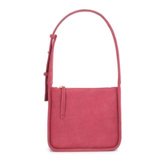 Kazar Su&egrave;de Handtas met Brede Riemen - Dames - Schoudertassen - Roze - ONE Size - Su&egrave;de - Tassen