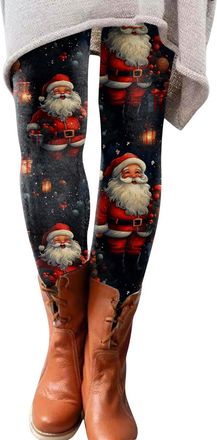 Generic Womens Christmas Print Leggings Plus, Womens Santa Claus Leggings, Fashion Festival Pants Skinny Stretch Trousers Comfortable Soft Bottoms Designed Ca