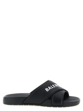 Balenciaga Black Logo Sporty Slides