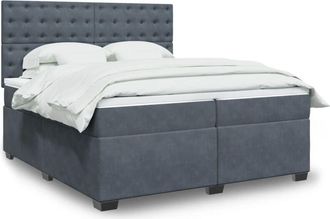 vidaXL Cama Box Spring Con Colch&oacute;n Terciopelo Gris Oscuro 200x200 Cm Vidaxl