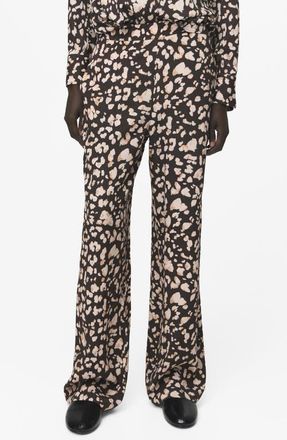 Mango Animal Print Pants in Brown at Nordstrom, Size Medium