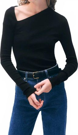 White + Warren Superfine Merino Assymetrical Top In Black