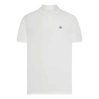 C.P. Company Polo Shirts, male, White, Size: XL Stretch Piquet Short Sleeve Polo