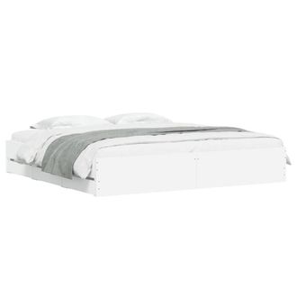 Berkfield Home Modern Bed Frame with Drawers without Mattress White 200x200 cm