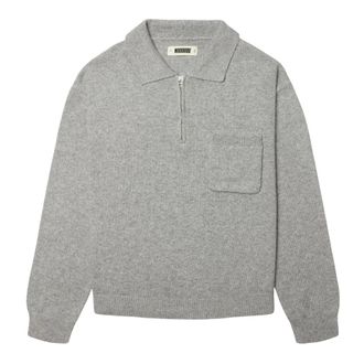 Woodbird WBKang 1/2 Zip Polo - Heren - Ronde hals truien - Grijs - L - Wol - Truien & Vesten